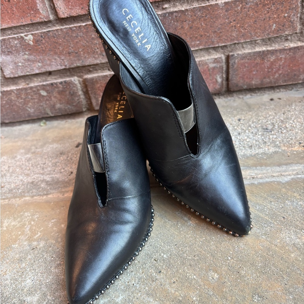 Cecelia New York Black Studded Mules